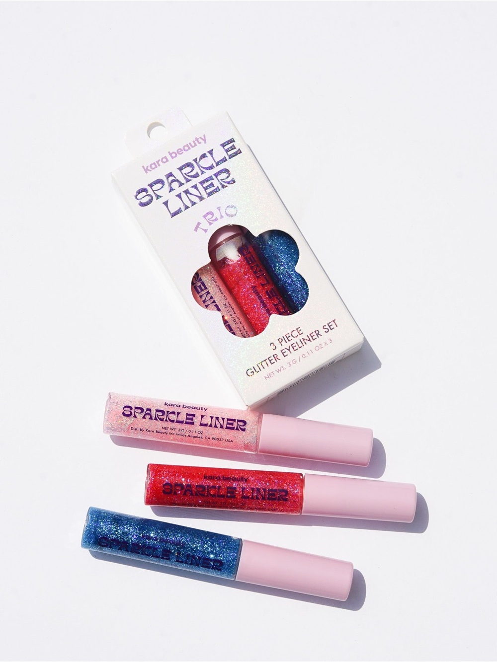 Kara Beauty Sparkle Liner Trio - Pink, Red, Blue Glitter Eyeliners